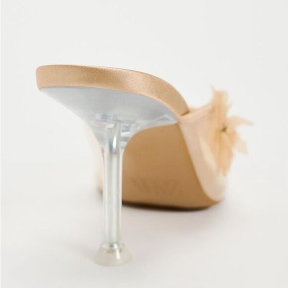 ZARA FLORAL HEELED VINYL PUMPS - Picture 4 of 5